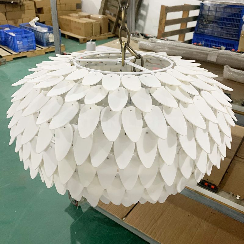Exotic Island Custom Lighting White Coconut Shell Lantern Pendant Nature Lights