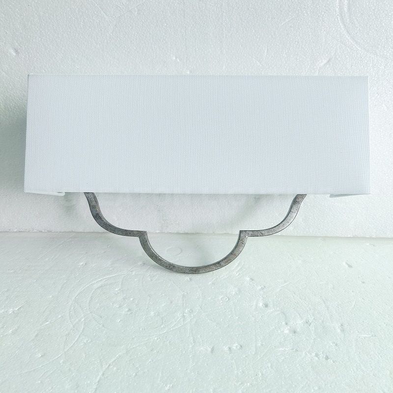 White Fabric Lampshade Hotel Lights Antique Silver Metal Petal Shape ADA Wall Lamp Corridor Light
