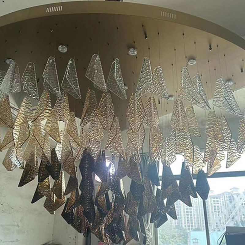 Hotel Lobby Custom Chandelier Multi-Color Gradient Crystal Chandelier with Canopy