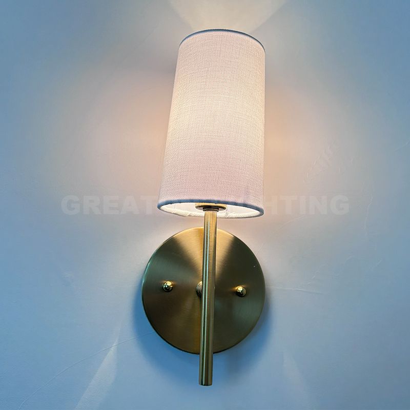 IMG Hospitality Guest Room Indoor Lights White Fabric Shade Gold Wall Lights
