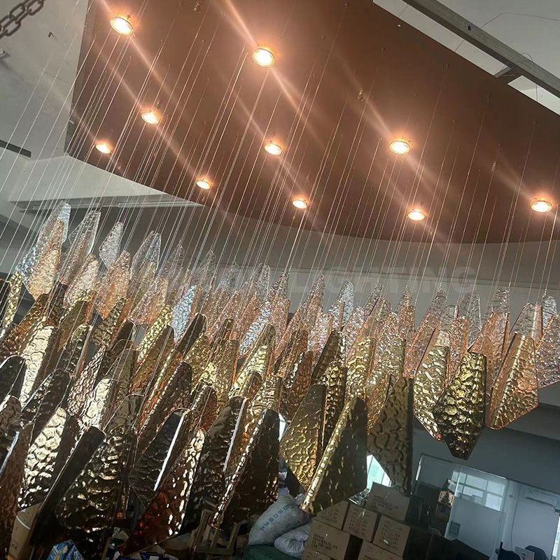 Hotel Lobby Custom Chandelier Multi-Color Gradient Crystal Chandelier with Canopy