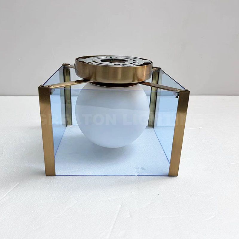 Hospitality global ball lights with blue glass custom ceiling lights