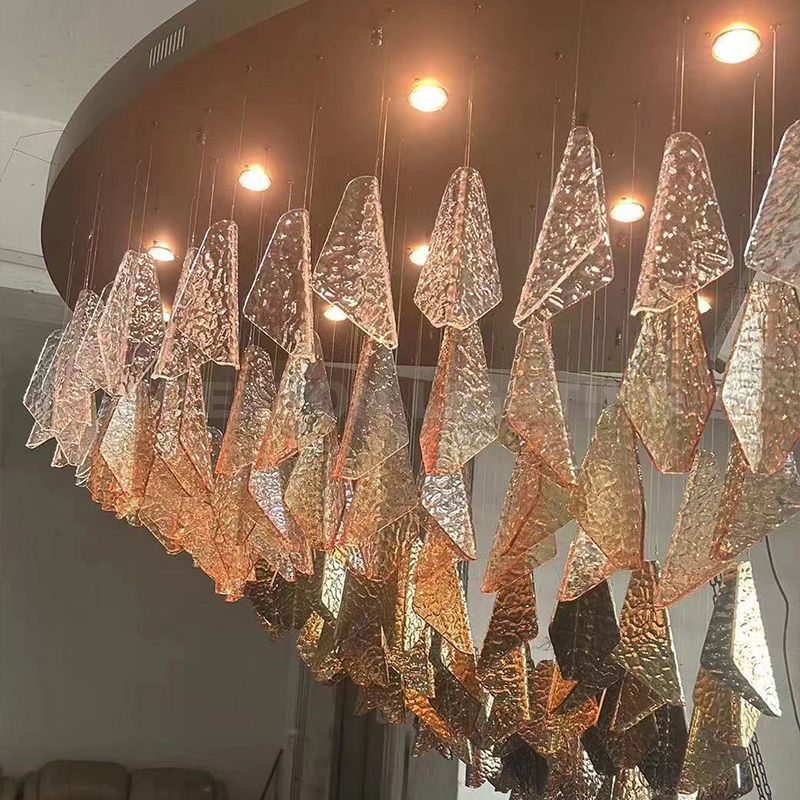 Hotel Lobby Custom Chandelier Multi-Color Gradient Crystal Chandelier with Canopy