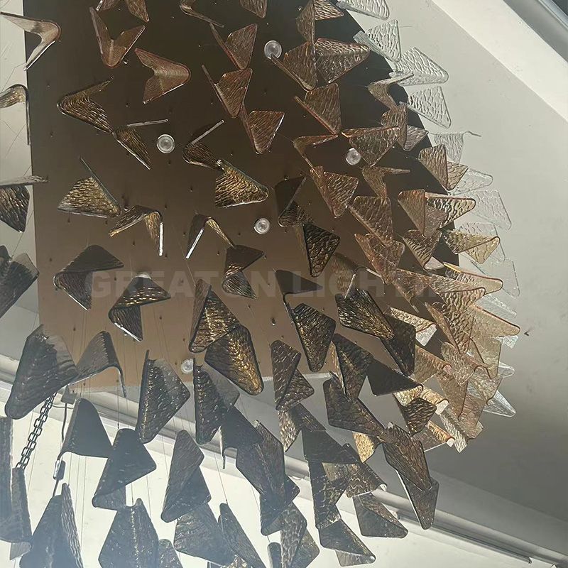 Hotel Lobby Custom Chandelier Multi-Color Gradient Crystal Chandelier with Canopy