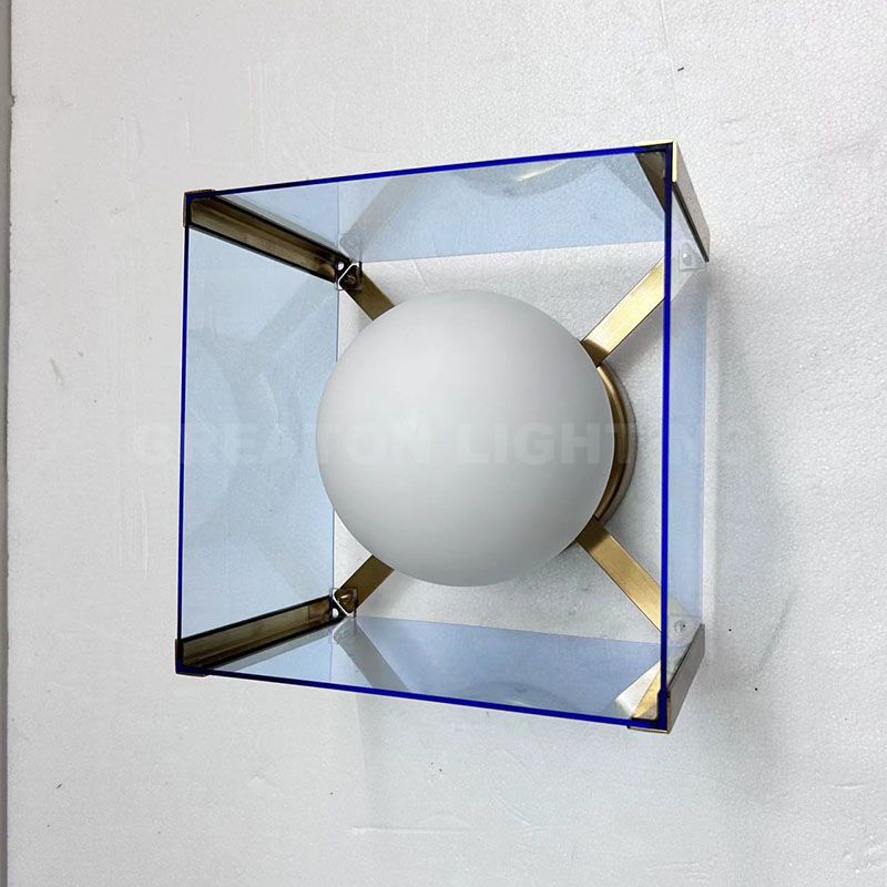 Hospitality global ball lights with blue glass custom ceiling lights